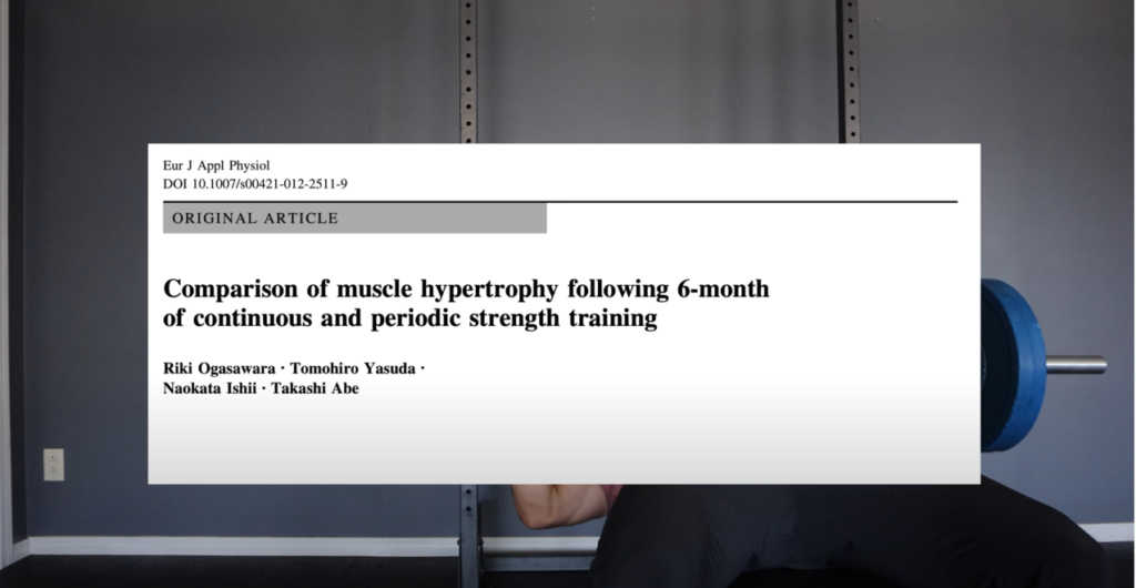 Ogasawara et al study on Comparison of muscle hypertrophy following 6 month of continuous and periodic strength training.